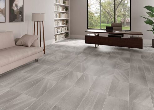 Luxury vinyl plank flooring installed in living room.
