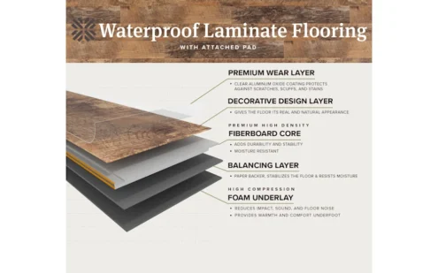 12mm Tobacco Road Acacia w/ pad Waterproof Laminate Flooring 6.18 in. Wide x 50.6 in. Length - Image 8