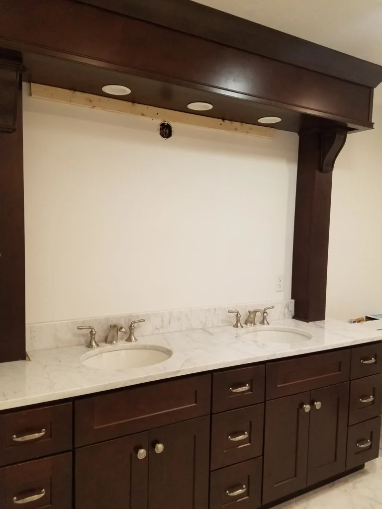 a vanity mirror before the installation.