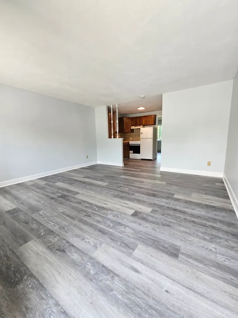 Luxury vinyl plank flooring installed in living room.