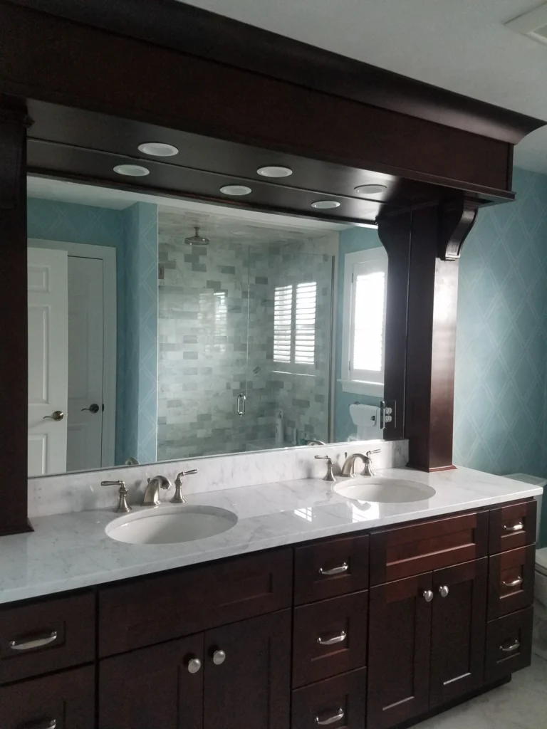Vanity mirror installed in the bathroom.