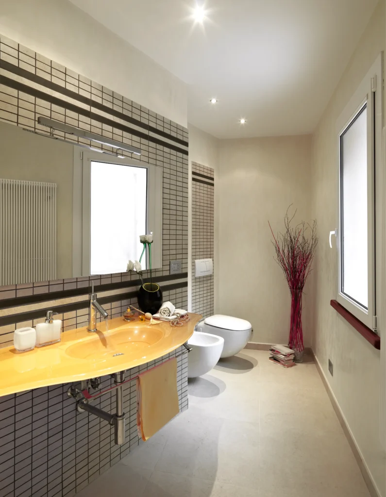 modern bathroom interior after a bathroom remodeling.
